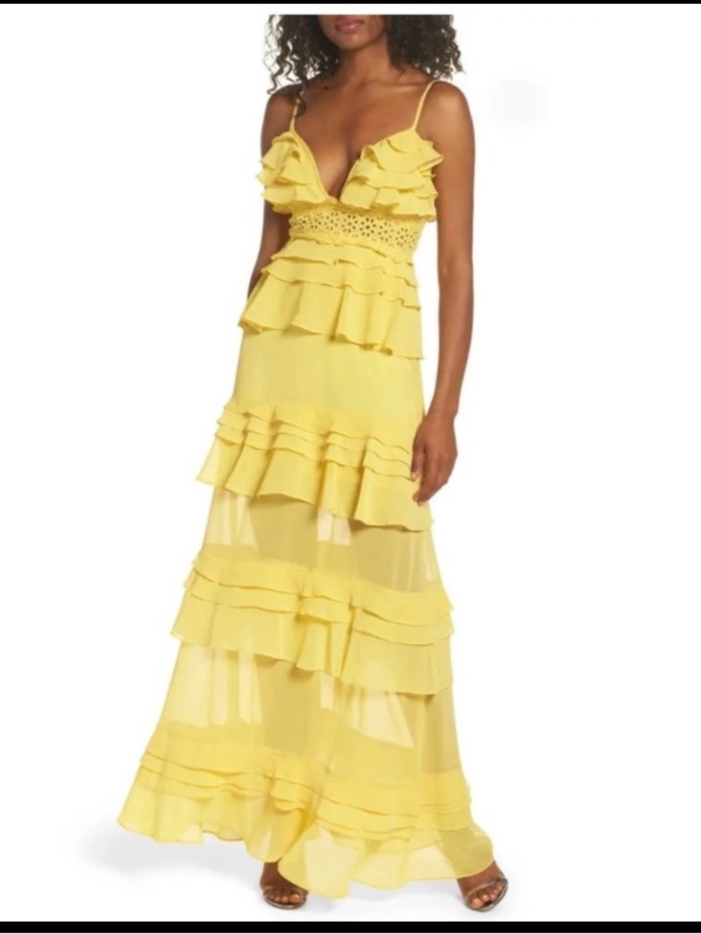 True decadence xs Yellow Ruffled Dress ( shortened)